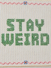 Oliver Bonas Natural Stay Weird Petit Point Framed Wall Art - Image 3 of 5