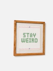 Oliver Bonas Natural Stay Weird Petit Point Framed Wall Art - Image 5 of 5