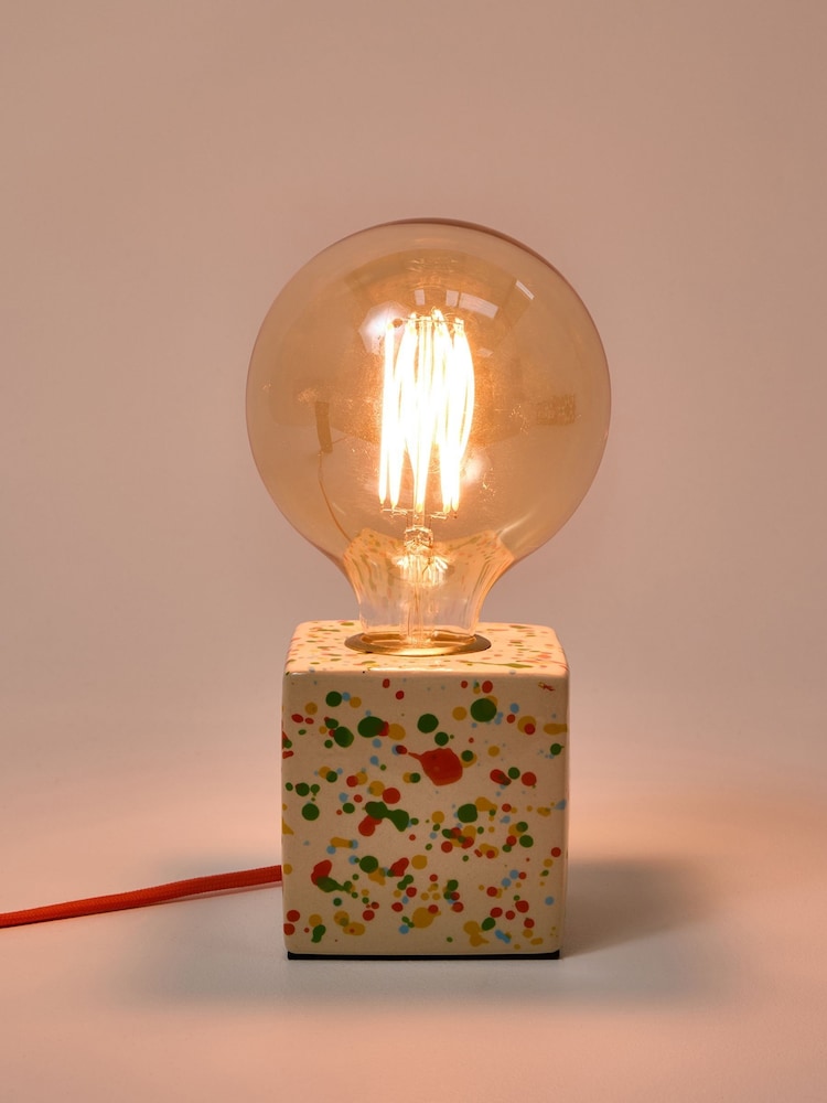 Oliver Bonas Multi Splatter Ceramic Open Bulb Desk and Table Lamp - Image 2 of 6