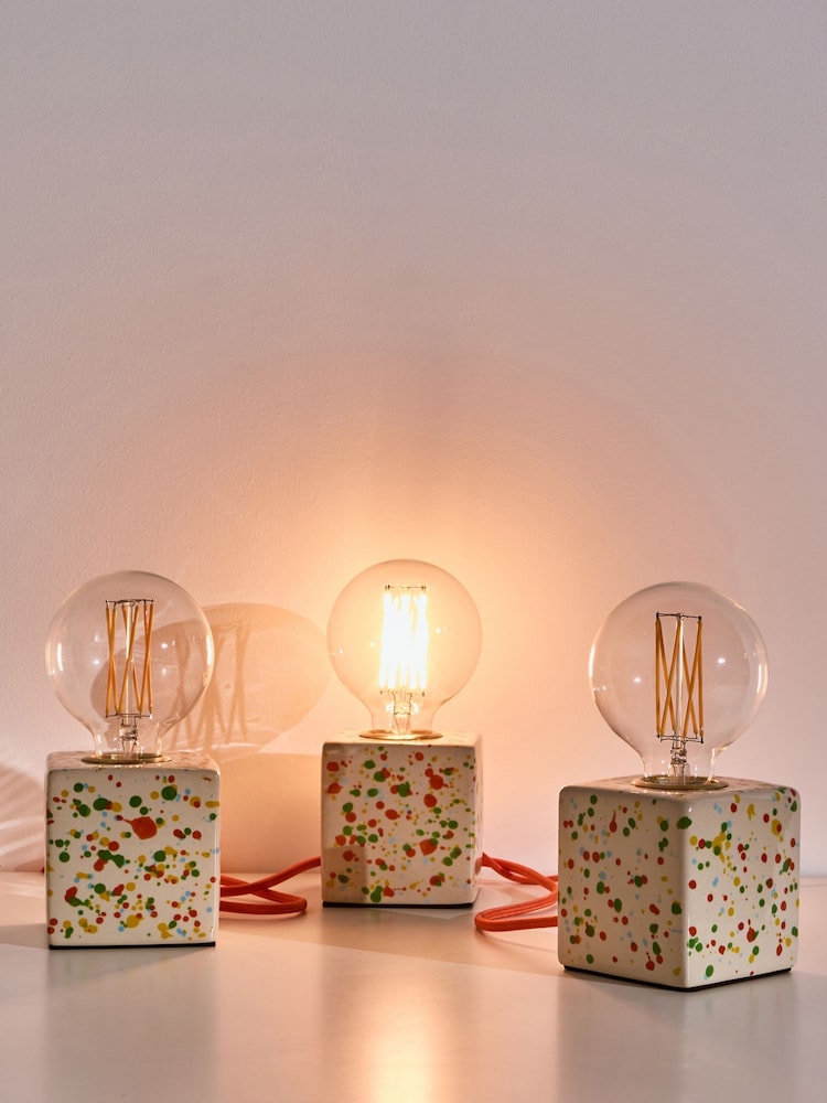 Oliver Bonas Multi Splatter Ceramic Open Bulb Desk and Table Lamp - Image 6 of 6