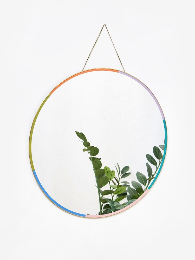 Oliver Bonas Gold Round Colour Block Hanging Wall Mirror - Image 1 of 3 Oliver Bonas Gold Round Colour Block Hanging Wall Mirror - Image 1 of 3