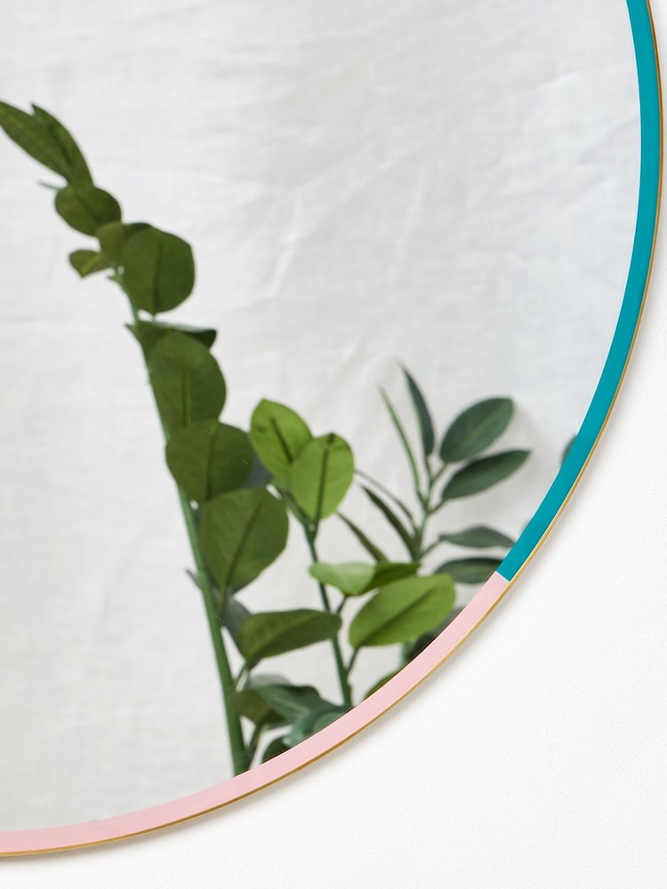 Oliver Bonas Gold Round Colour Block Hanging Wall Mirror - Image 2 of 3 Oliver Bonas Gold Round Colour Block Hanging Wall Mirror - Image 2 of 3