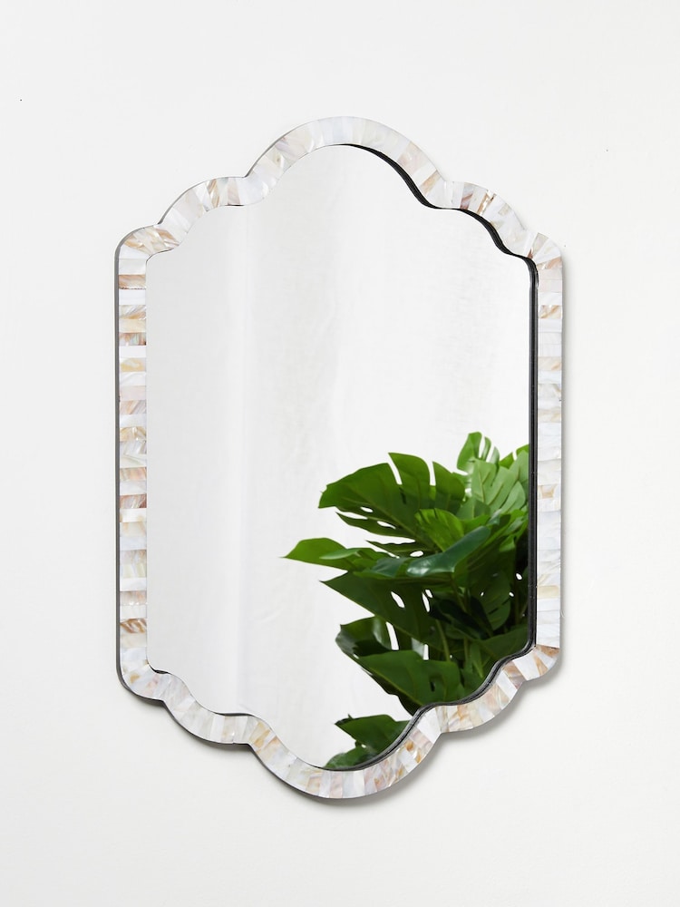 Oliver Bonas Natural Mila Mother of Pearl Wall Mirror - Image 1 of 5