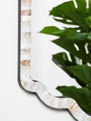 Oliver Bonas Natural Mila Mother of Pearl Wall Mirror - Image 3 of 5