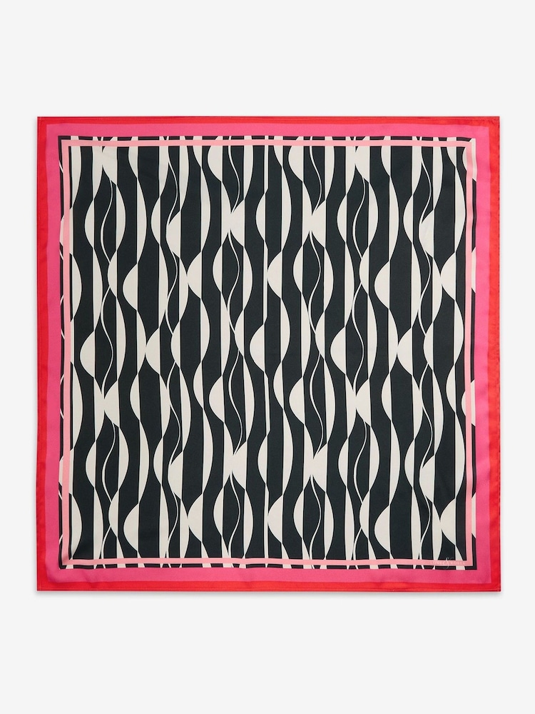 Preto/Branco - Love & Roses Satin Multiway Headscarf - Imagem 1 de 3