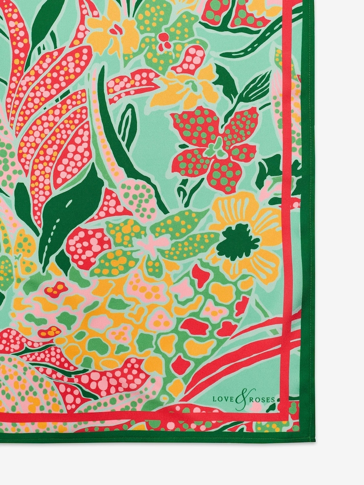 Love & Roses Tropical Print Satin Multiway Headscarf - Image 2 of 3
