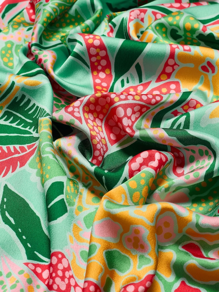 Love & Roses Tropical Print Satin Multiway Headscarf - Image 3 of 3