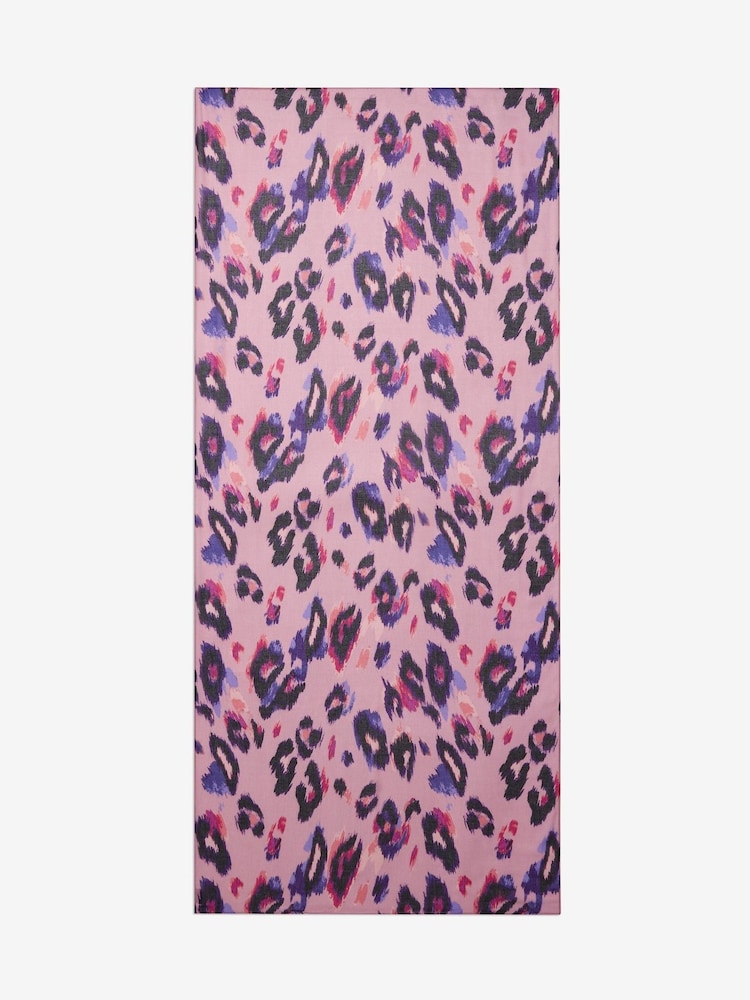 Love & Roses Pink Leopard Printed Lightweight Scarf - Image 1 of 3