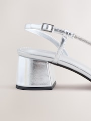 Silver Forever Comfort Square Toe Jewelled Strappy Block Heeled Sandals - Image 8 of 10