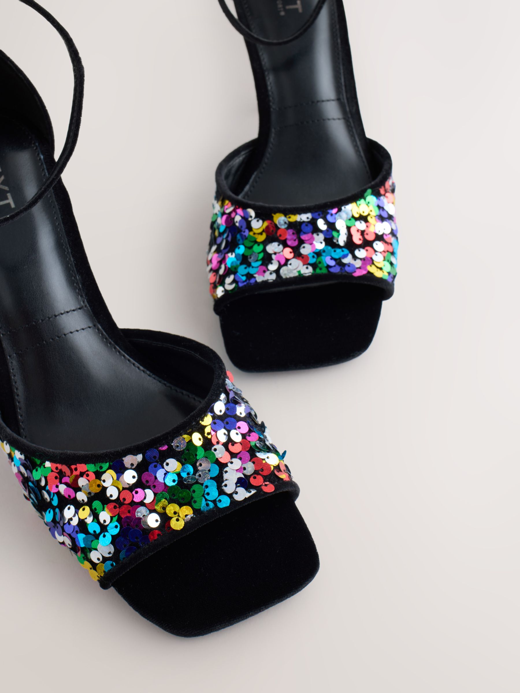 Buy Multi Colour Forever Comfort Square Toe Multi Sequin Heeled
