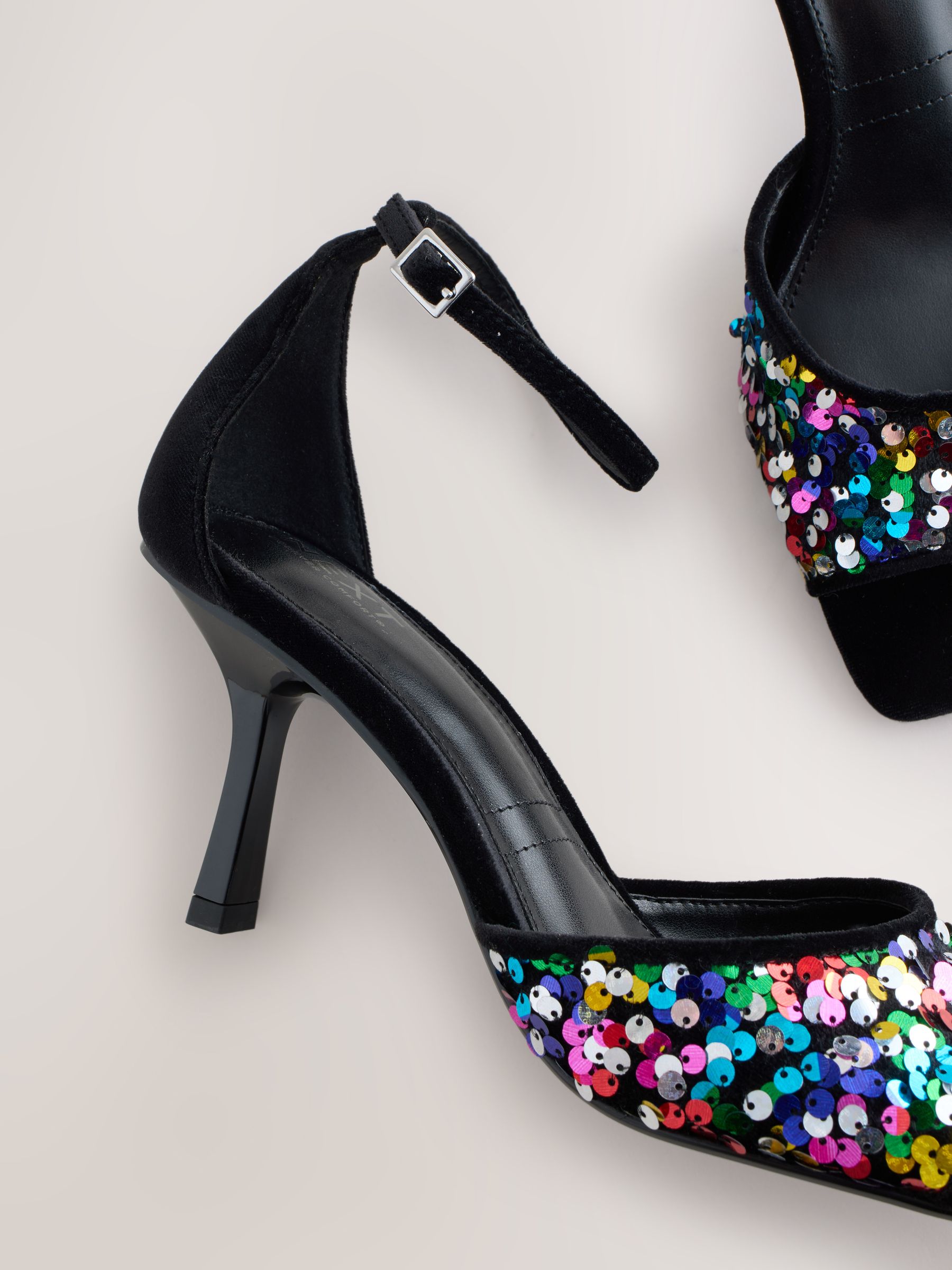 Buy Multi Colour Forever Comfort Square Toe Multi Sequin Heeled