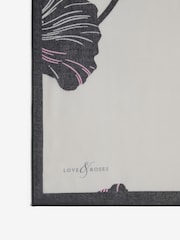 Love & Roses Mono FLoral Printed Lightweight Scarf - Image 2 of 3