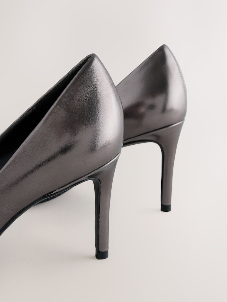 Pewter Forever Comfort® Bow Detail Leather Mid Court Shoes - Image 11 of 11 Pewter Forever Comfort® Bow Detail Leather Mid Court Shoes - Image 11 of 11