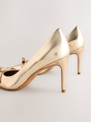 Gold Forever Comfort® Bow Detail Leather Mid Court Shoes - Image 11 of 11