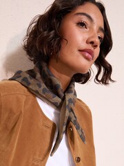 Friends Like These Leopard Print Faux Wool Triangle Scarf Bandana - Image 1 of 3
