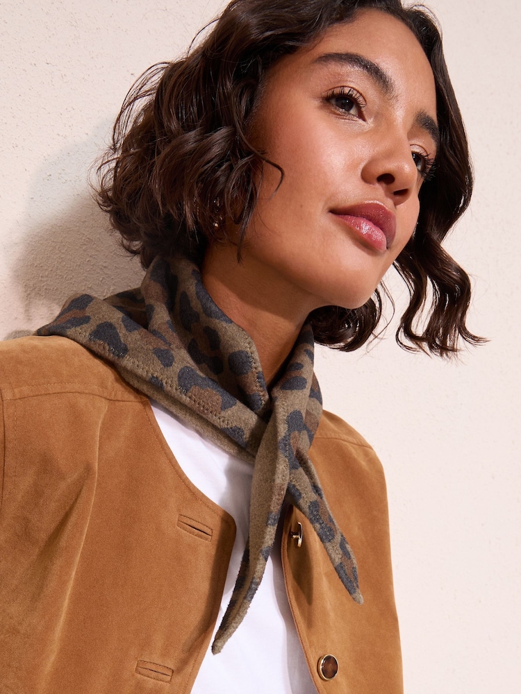 Friends Like These Leopard Print Faux Wool Triangle Scarf Bandana - Image 1 of 3