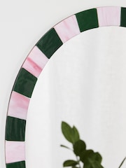 Oliver Bonas Pink Alyssa & Green Glass Wall Mirror - Image 3 of 4