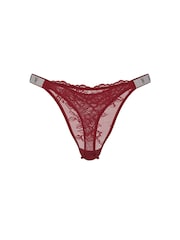 Victoria's Secret Sangria Red Thong Shine Strap Lace Knickers - Image 3 of 3