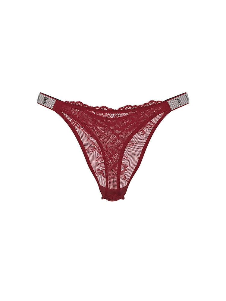 Victoria's Secret Sangria Red Thong Shine Strap Lace Knickers - Image 3 of 3 Victoria's Secret Sangria Red Thong Shine Strap Lace Knickers - Image 3 of 3