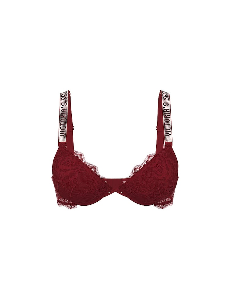 Victoria's Secret Sangria Red Push Up Shine Strap Lace Bra - Image 3 of 3 Victoria's Secret Sangria Red Push Up Shine Strap Lace Bra - Image 3 of 3