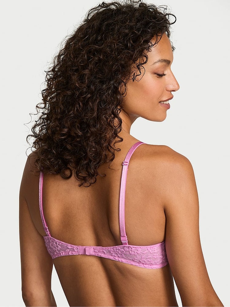 Victoria's Secret Pink Lilac Unlined Demi Sexy T-Shirt Lace-Up Bra - Image 2 of 5 Victoria's Secret Pink Lilac Unlined Demi Sexy T-Shirt Lace-Up Bra - Image 2 of 5