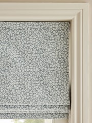 Blue Ready Made Blackout Thermal Floral Chenille Roman Blind - Image 6 of 8