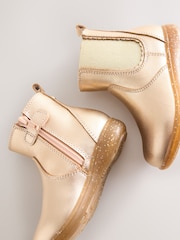 Rose Gold Standard Fit (F) Leather Chelsea Ankle Boots - Image 5 of 5