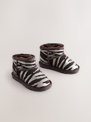 Silver Zebra Water Repellent Standard Fit (F) Print Suede Pull On Boots - Image 1 of 5