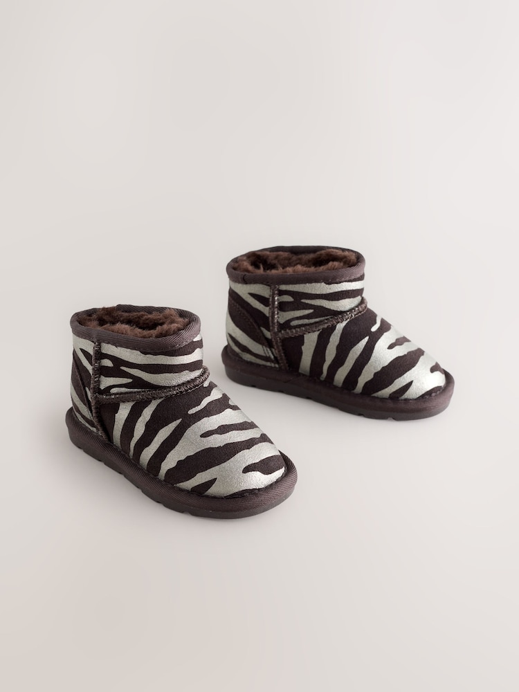 Silver Zebra Water Repellent Standard Fit (F) Print Suede Pull On Boots - Image 1 of 5
