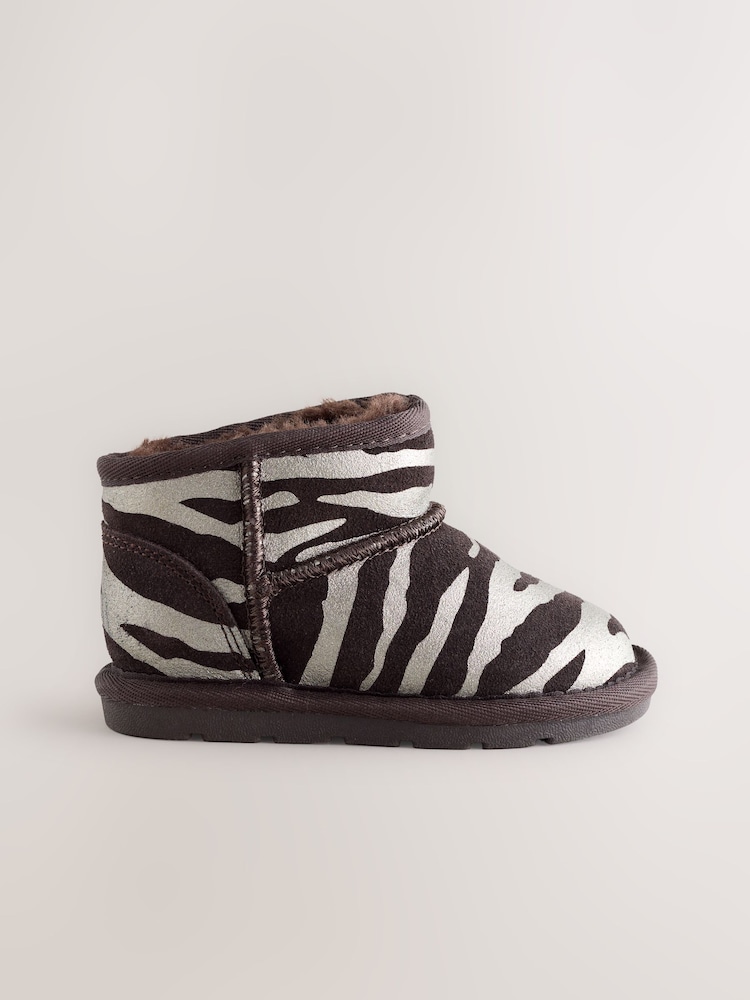 Silver Zebra Water Repellent Standard Fit (F) Print Suede Pull On Boots - Image 2 of 5
