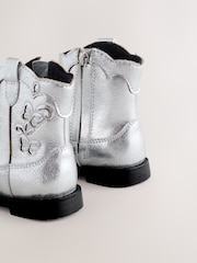 Silver Metallic Western Cowboy Ankle Boots - Image 3 of 5