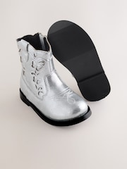 Silver Metallic Western Cowboy Ankle Boots - Image 5 of 5