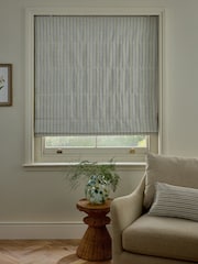 Blue Green Ready Made Blackout/Thermal Woven Stripe Roman Blinds - Image 3 of 7