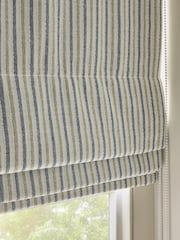 Blue Green Ready Made Blackout/Thermal Woven Stripe Roman Blinds - Image 4 of 7