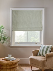 Green Ready Made Blackout/Thermal Mini Leaf Jacquard Roman Blinds - Image 1 of 8