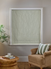 Green Ready Made Blackout/Thermal Mini Leaf Jacquard Roman Blinds - Image 3 of 8