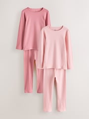 Pink Kind to Skin Pyjamas 2 Pack (9mths-12yrs) - Image 1 of 5