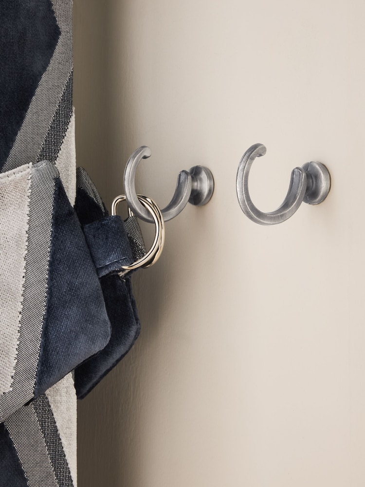 2 Pack Brushed Silver Curtain Tieback Hooks - Image 1 of 3