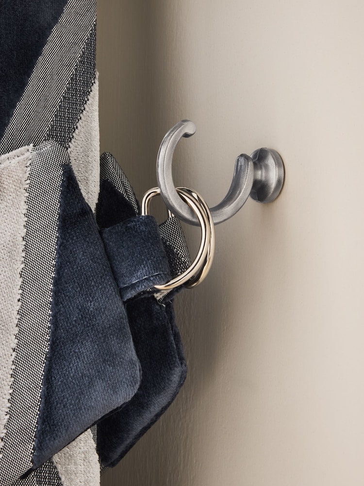 2 Pack Brushed Silver Curtain Tieback Hooks - Image 2 of 3