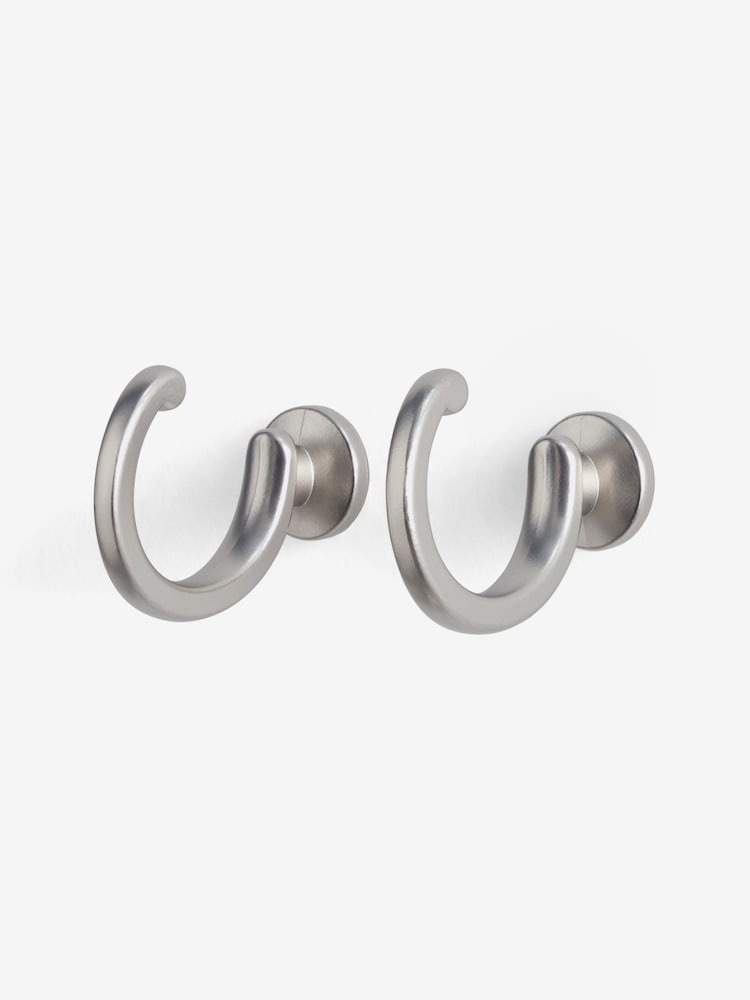 2 Pack Brushed Silver Curtain Tieback Hooks - Image 4 of 4