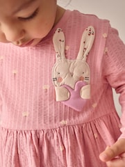 Pink Bunny Long Sleeve Embellished Dress (3mths-7yrs) - Image 4 of 4