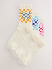 Bright Checkerboard Heart Ankle Socks 3 Pack - Image 1 of 6