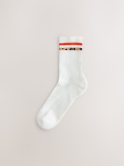 Animal/Orange Cushion Sole Ribbed Sport Ankle Socks With Arch Support 3 Pack - Image 3 of 6
