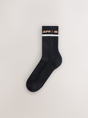 Animal/Orange Cushion Sole Ribbed Sport Ankle Socks With Arch Support 3 Pack - Image 4 of 6