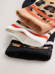 Animal/Orange Cushion Sole Ribbed Sport Ankle Socks With Arch Support 3 Pack - Image 6 of 6