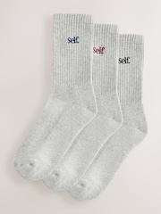 self. Grey / Navy / Berry Cushion Sole Lounge Ankle Socks 3 Pack - Image 1 of 6