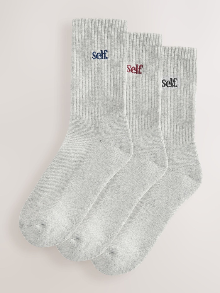 self. Grey / Navy / Berry 3 Pack Cushion Sole Lounge Ankle Socks 3 Pack - Image 1 of 6 self. Grey / Navy / Berry 3 Pack Cushion Sole Lounge Ankle Socks 3 Pack - Image 1 of 6