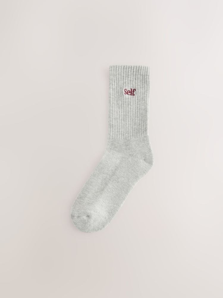 self. Grey / Navy / Berry 3 Pack Cushion Sole Lounge Ankle Socks 3 Pack - Image 2 of 6 self. Grey / Navy / Berry 3 Pack Cushion Sole Lounge Ankle Socks 3 Pack - Image 2 of 6