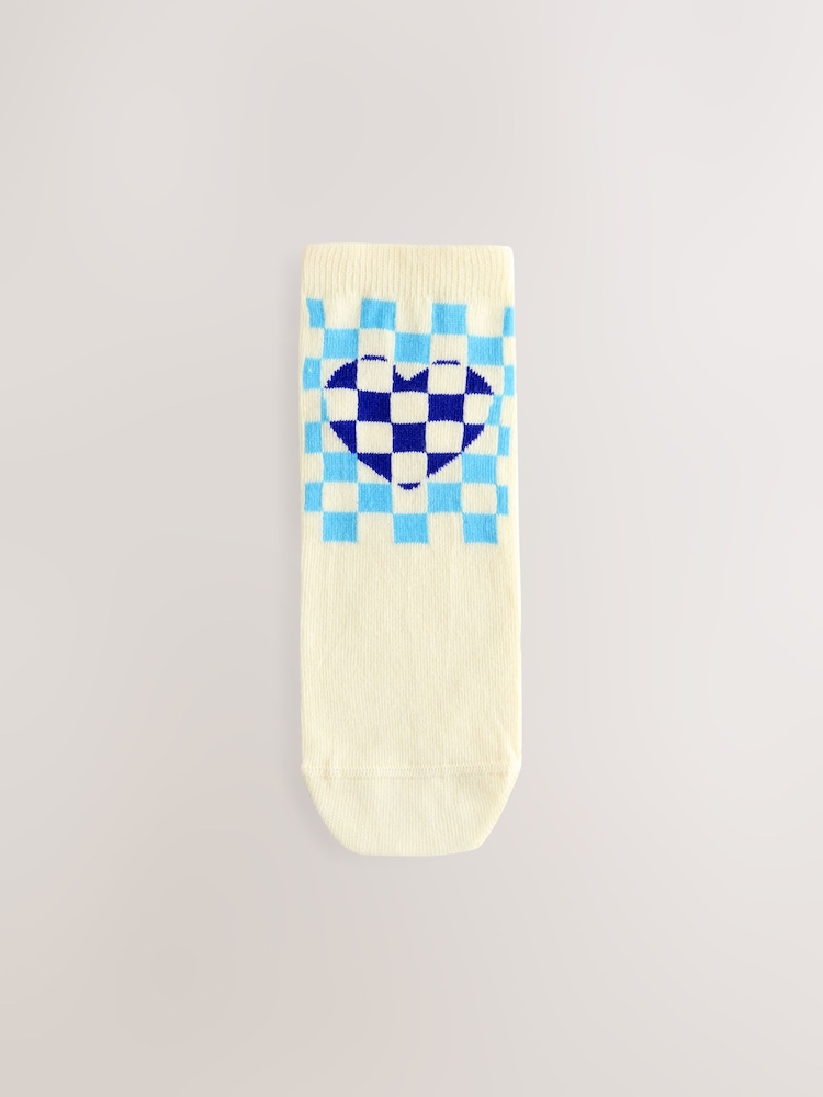 Bright Checkerboard Heart Trainer Socks 3 Pack - Image 2 of 7