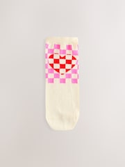 Bright Checkerboard Heart Trainer Socks 3 Pack - Image 3 of 7